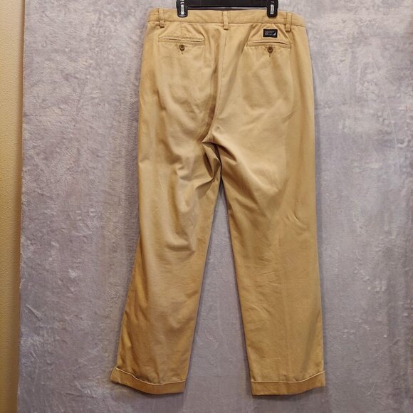 Nautica Mens 38Wx32L Tan cuffed Pleated trouser pants high rise Cotton Career - Picture 3 of 11